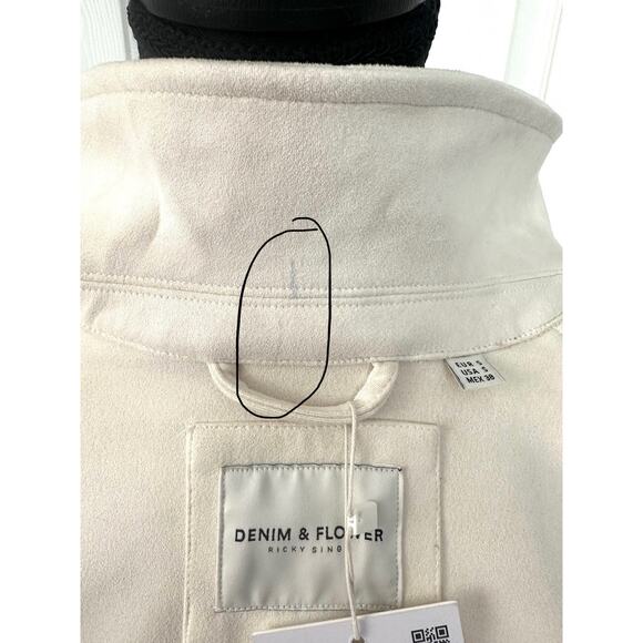 Men’s Denim & Flower Ricky Singh Beige Faux Suede Bomber Jacket Size Small - Picture 6 of 7